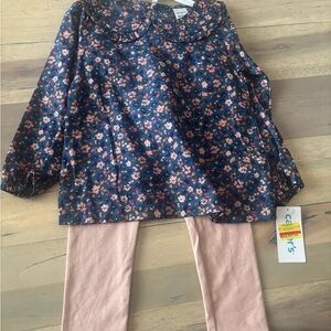 Carter's Navy Floral Top and Pink Leggings Set